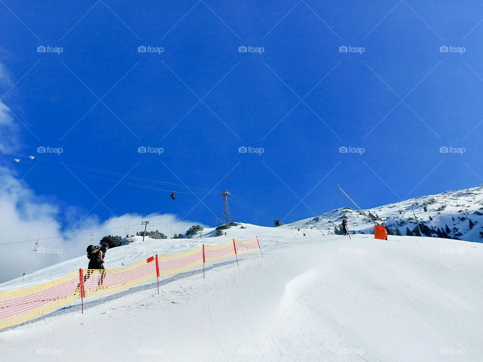 ski slope and blue sky