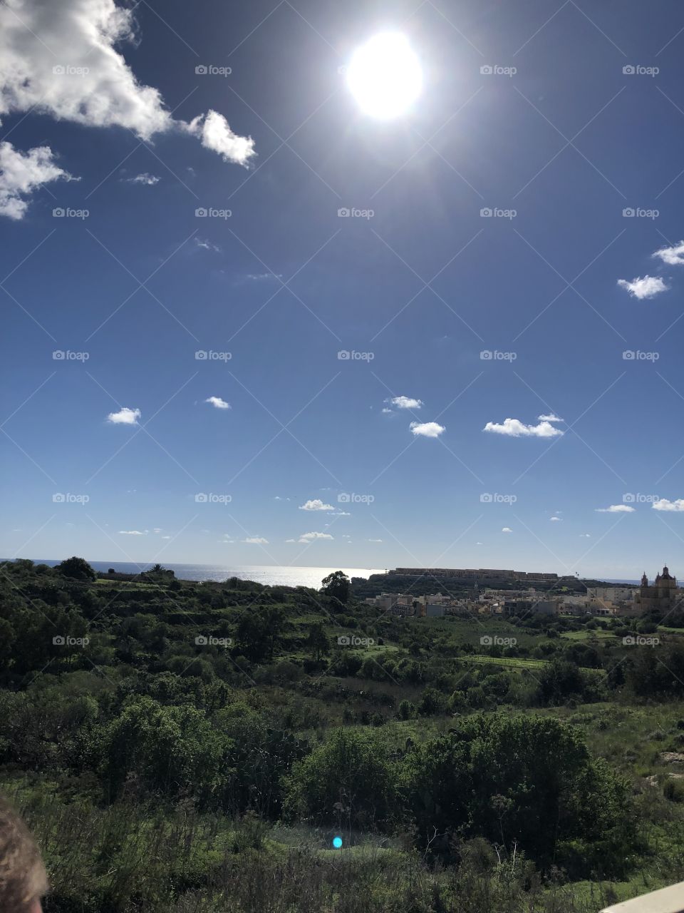 Gozo’s verdant countryside on a bright and sunny fall day in Gozo, Malta. 