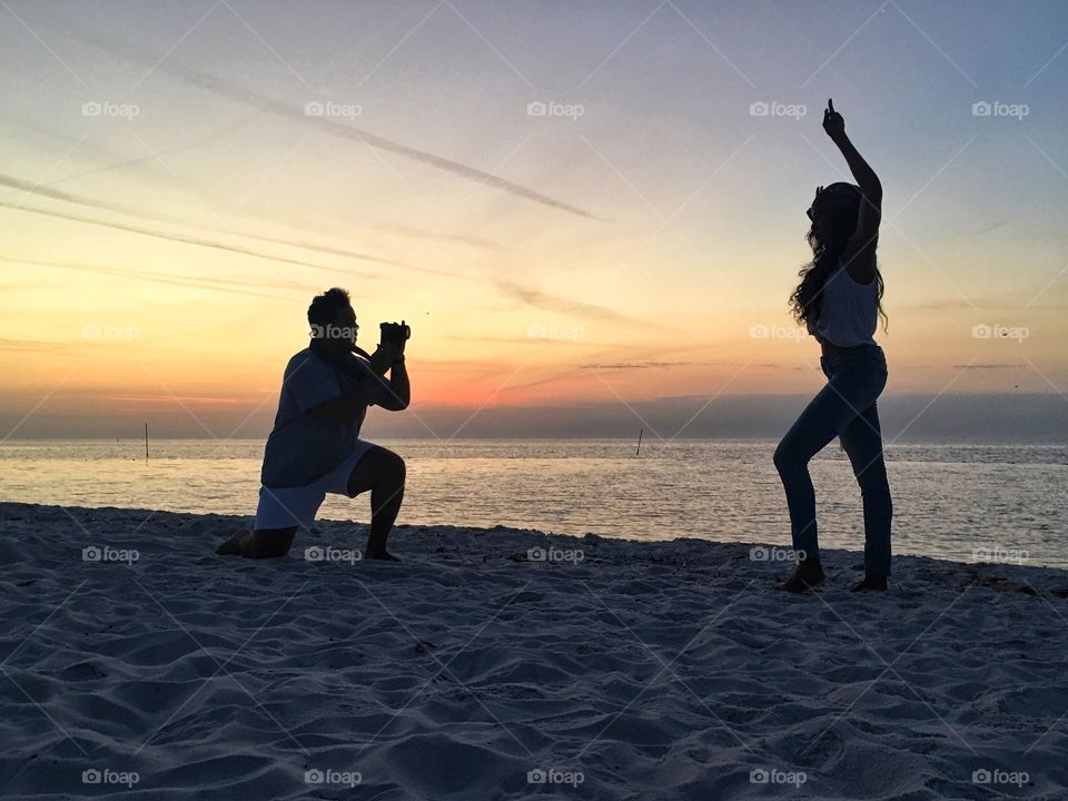 Model on the beach