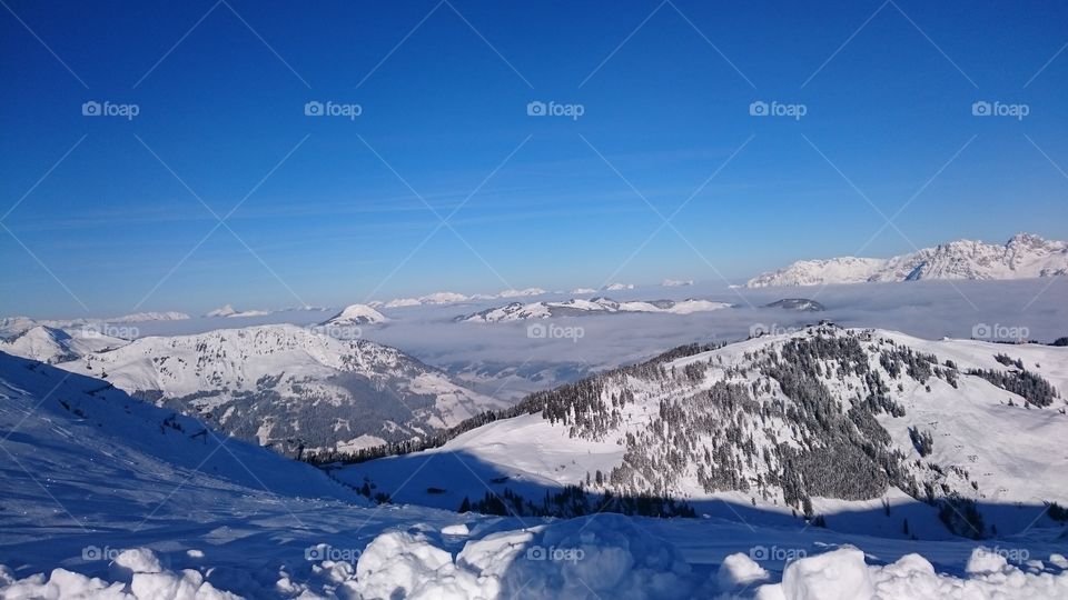 winter panorama - austria -  daylight - cloudly