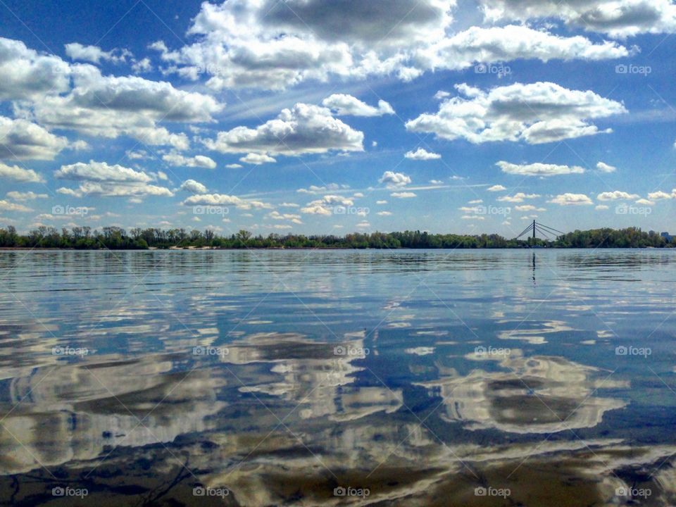 Reflection of clouds on lake