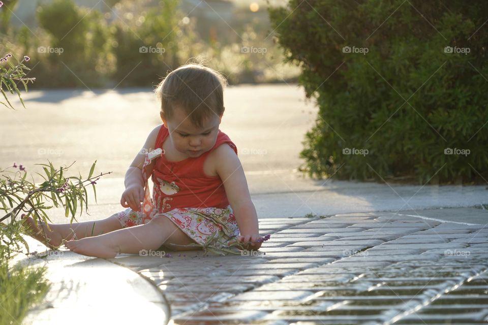 Toddler Girl Outside During Golden Hour