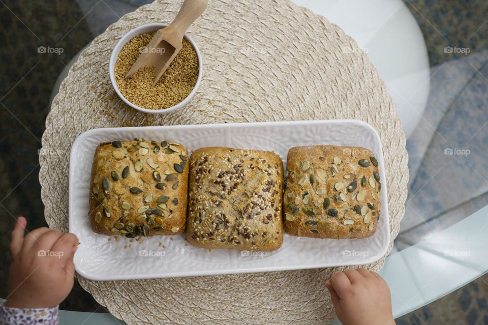 sesame buns and courgette flowers