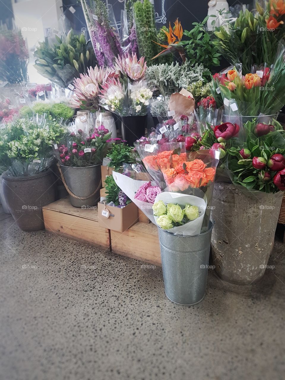 market stall with fresh flowers colourful and pretty