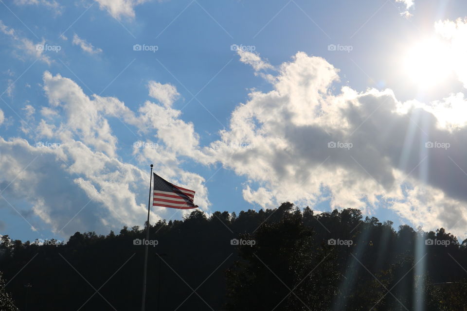 American flag on a beautiful day