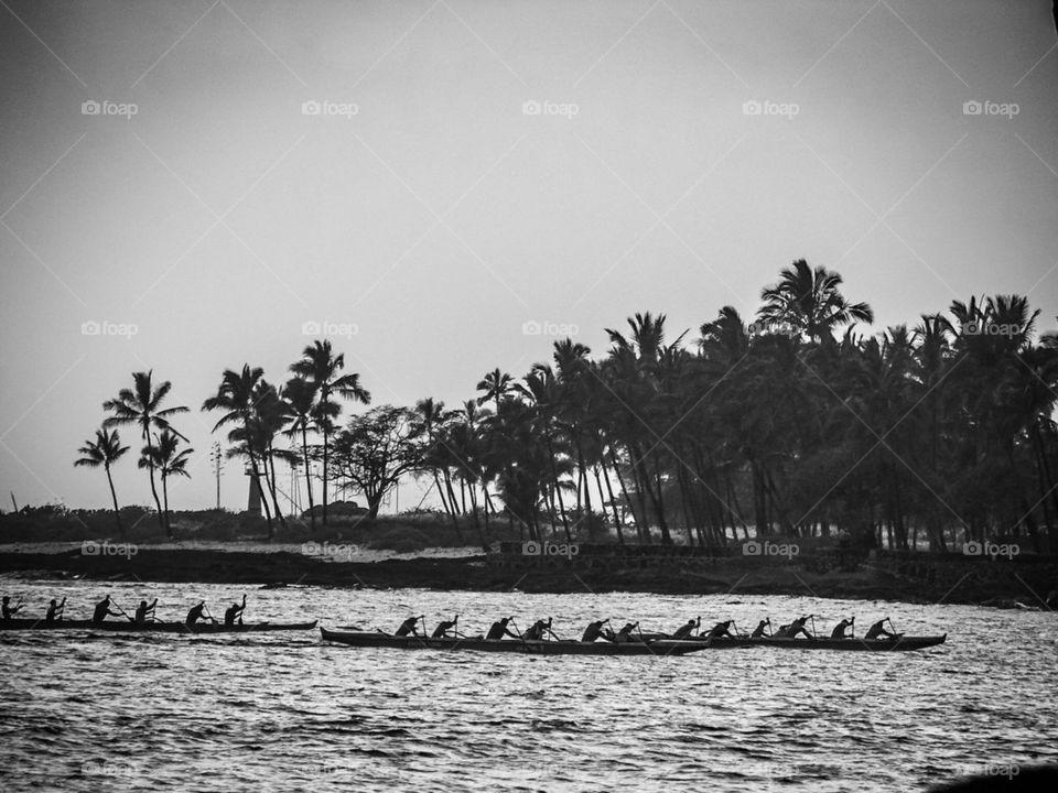 Rowing boat in lake