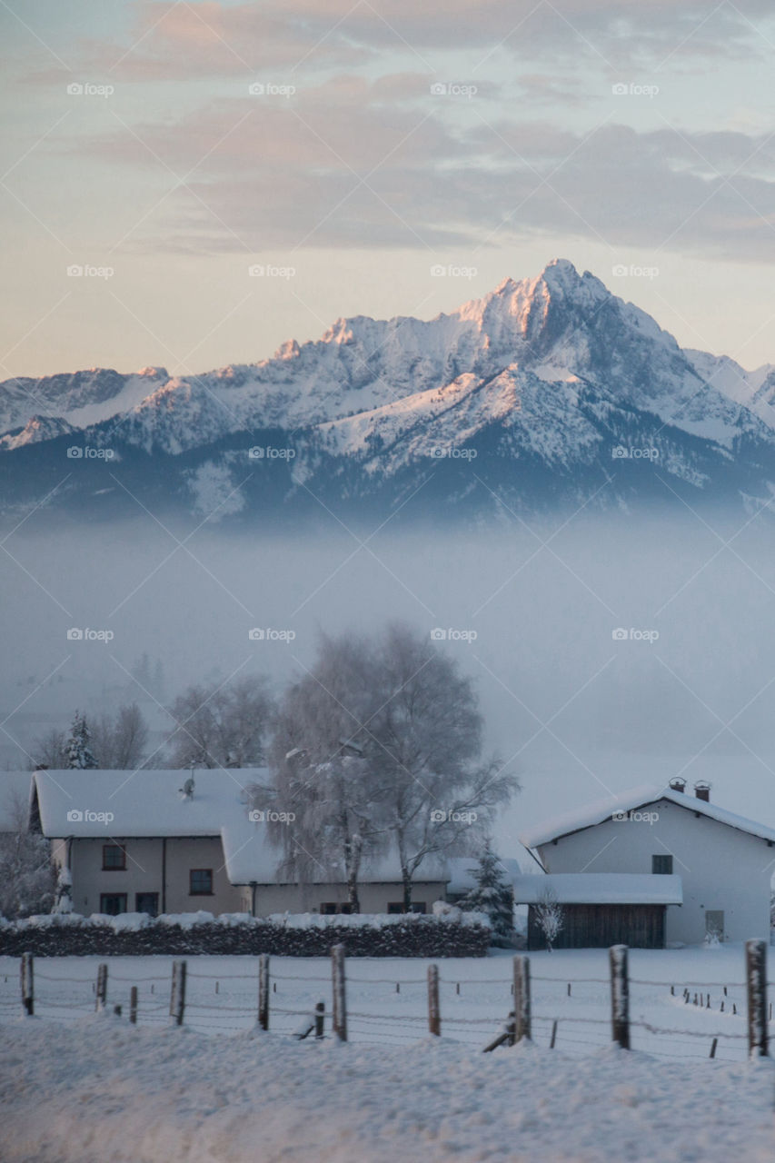 View of snow covered houses in germany