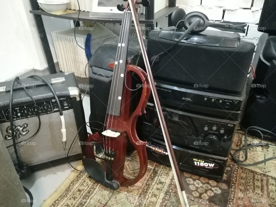This photo shows my electric violin, amplifier and music system. This year, I want to practise playing the violin more so I can build more confidence and develop some techniques, too.