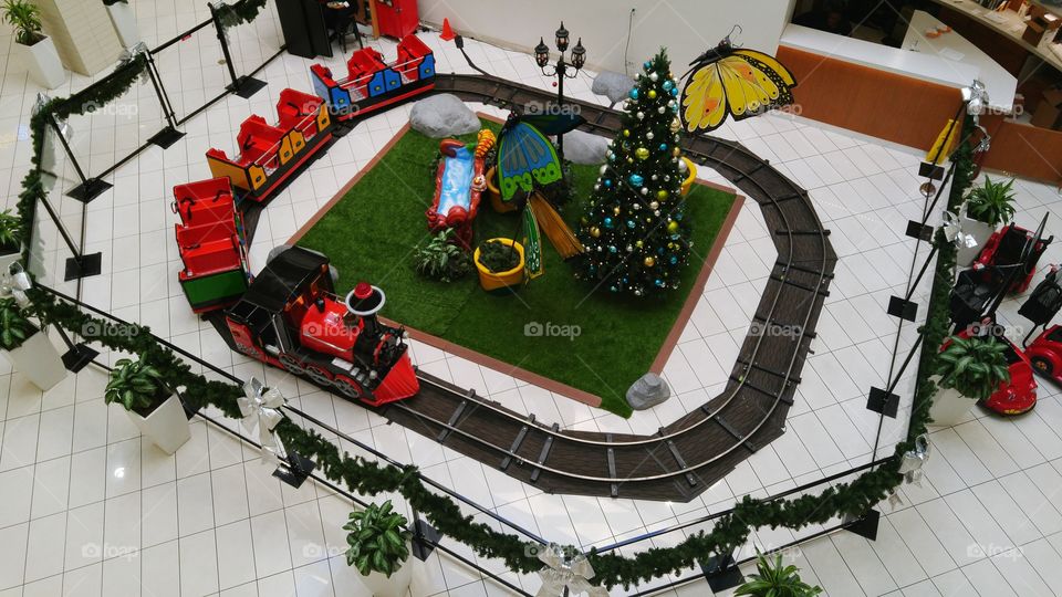 Christmas photo shoot setup at the mall.
