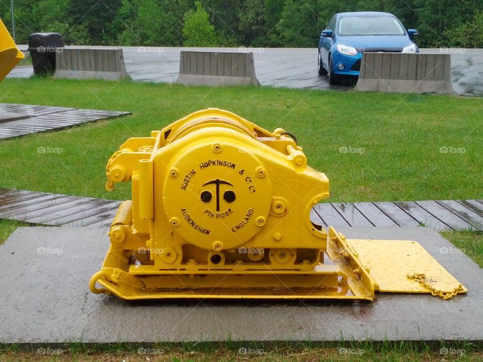 Old mining equipment at touristic halt of Preisac (2), Quebec, Canada