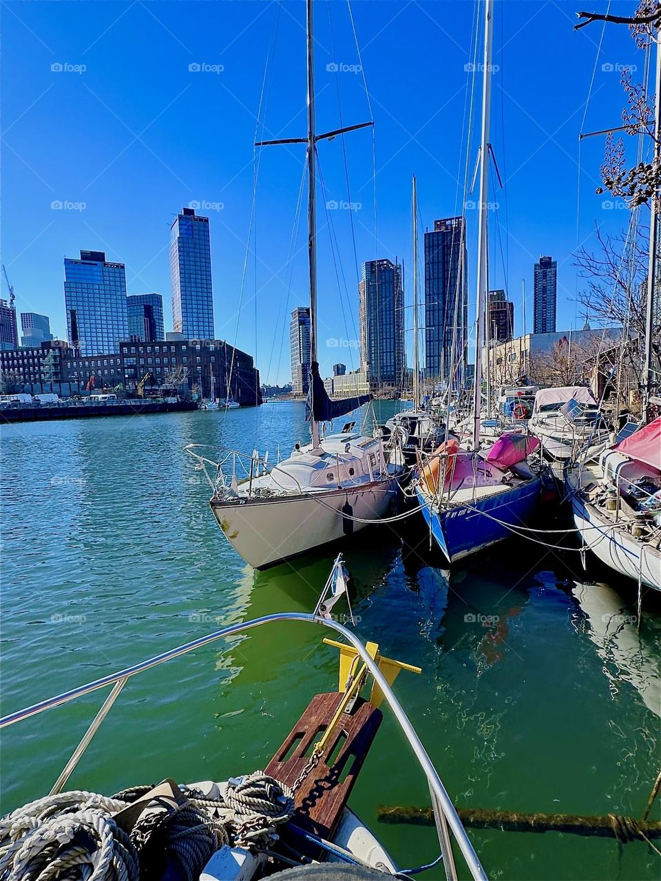 This is “Newtown Creek” by the “Pulaski Bridge” in LIC, Queens with its many boats seen from aboard “Salvation”, the “28 ft 1969 Luhrs” cabin cruiser that is home to myself and my partner for many years, “Timothy Trespas”. 2024. Hypnotic Productions