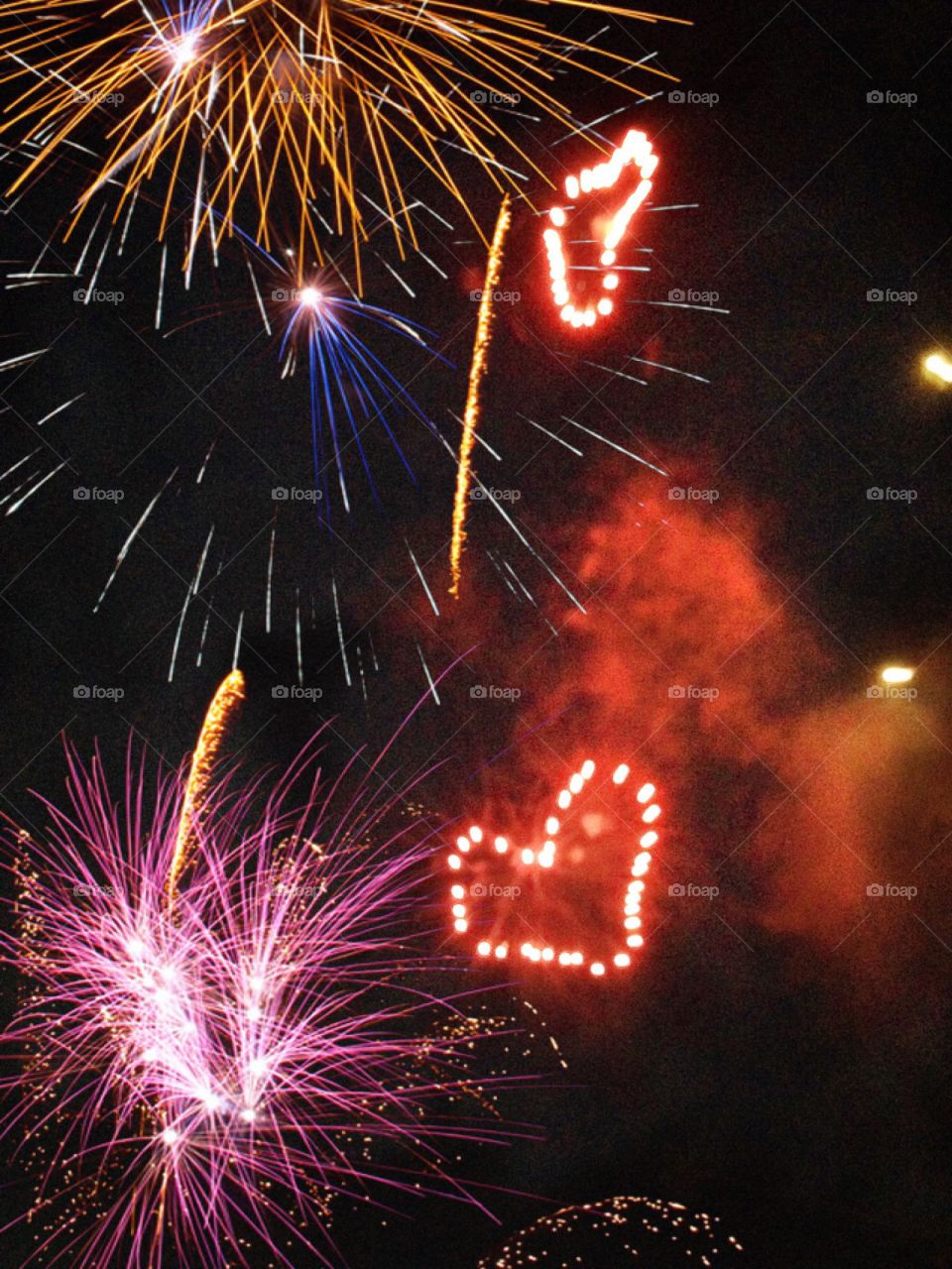 Fireworks and hearts. Fireworks and hearts

