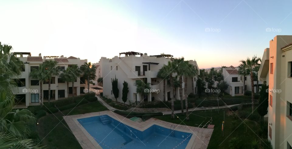 balcony panoramic view from holiday villa resort