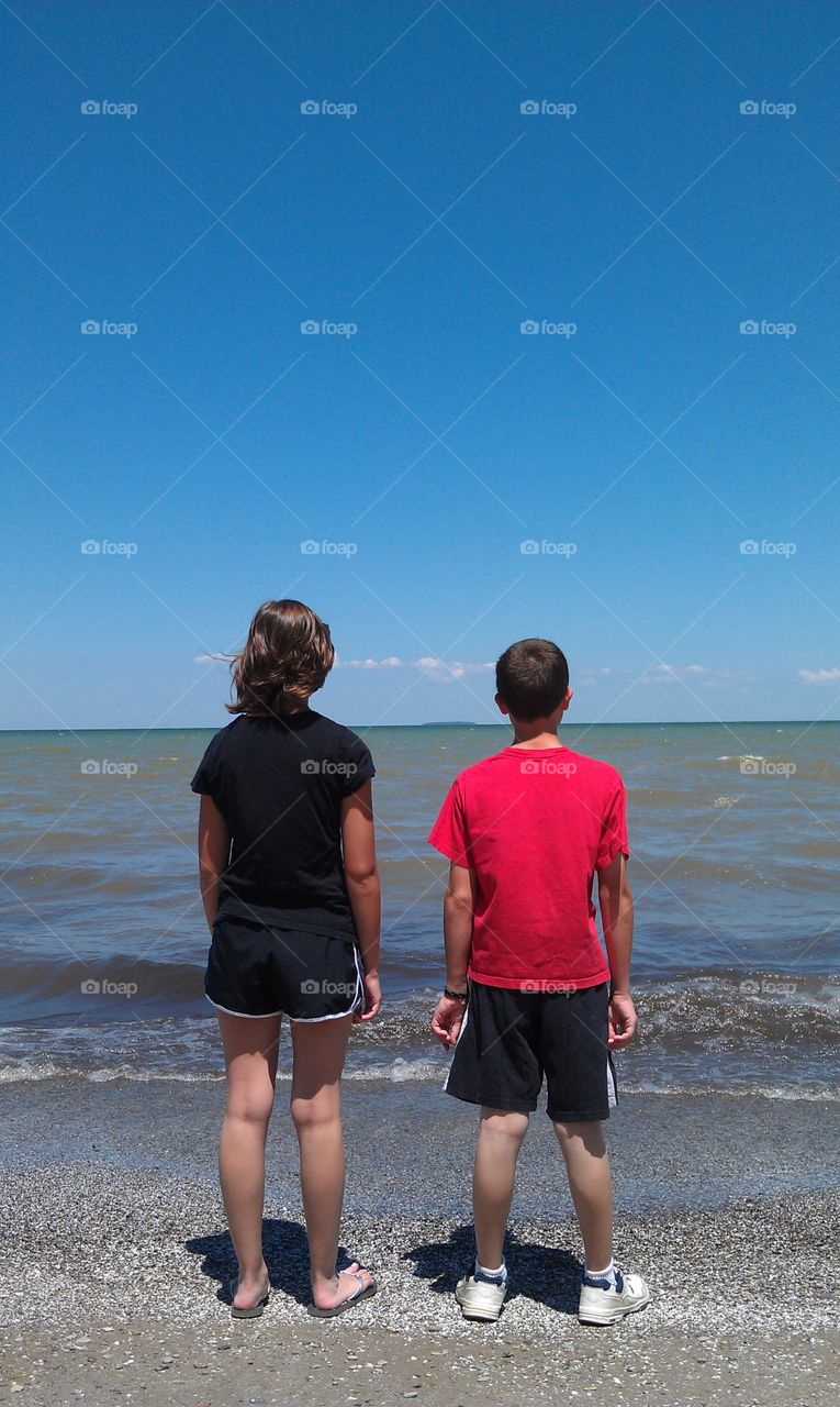 Kids at Lake Erie. One of the times I took the kids to a beach at Lake Erie