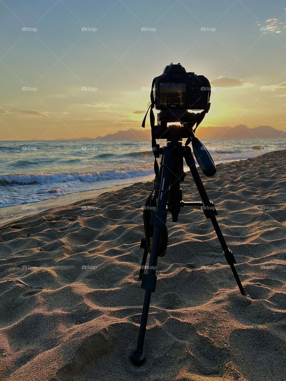 Taking photo at sunset 