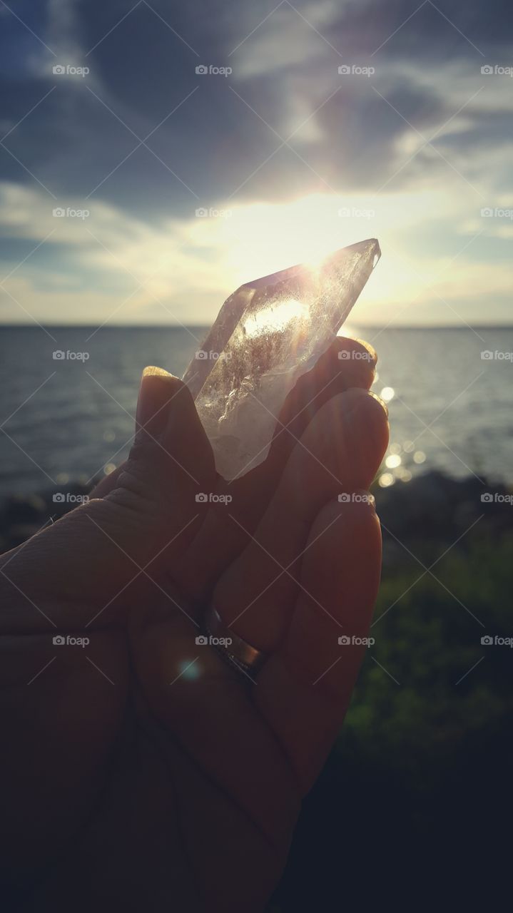 Quartz crystal in sunlight