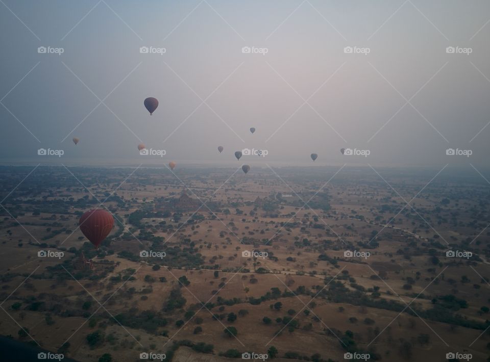 balloons taking of over Old Bagan