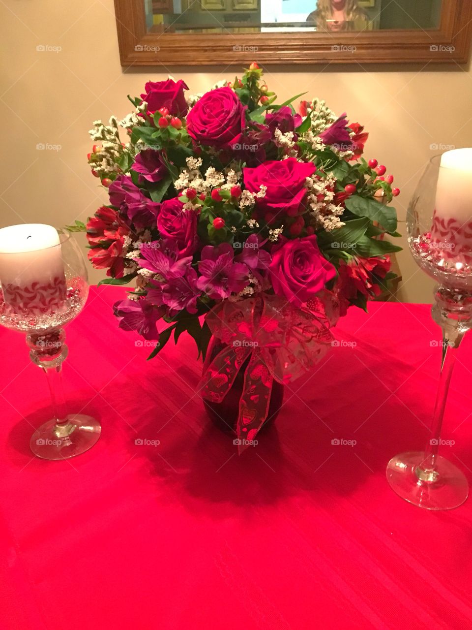 Homemade Rose and Alstroemerias bouquet 