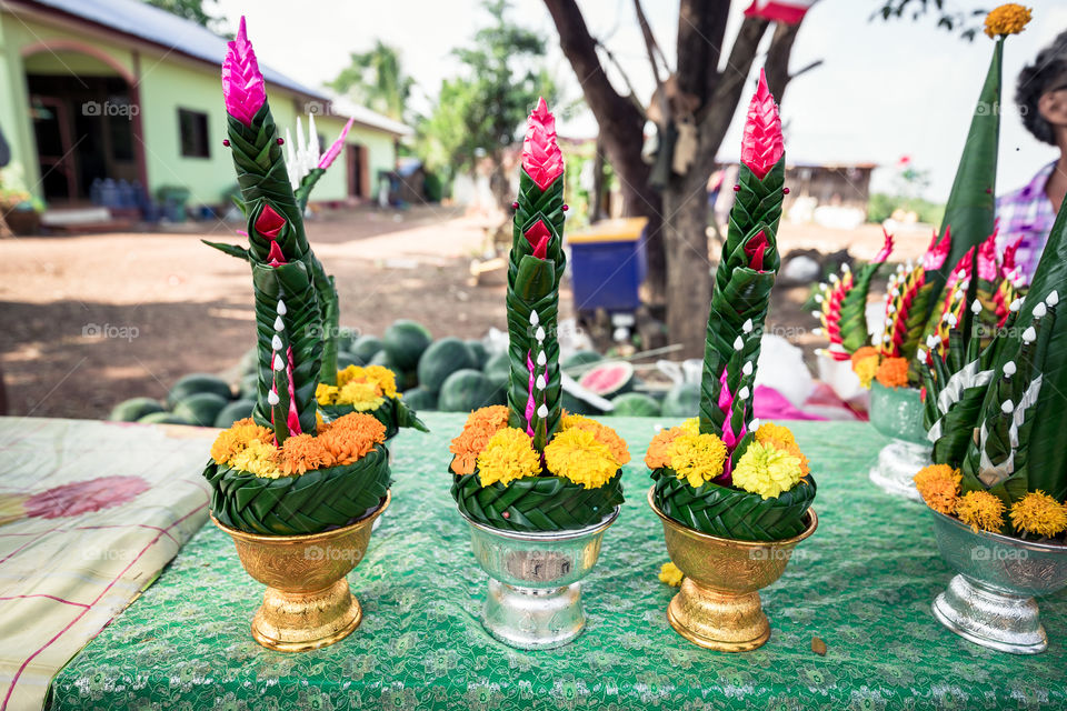 Rice offering for pray in temple 