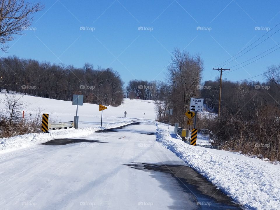 Ice Covered Bridge & Road