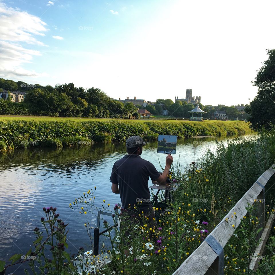 Distant views of Durham Cathedral .. walk along the riverbank or stay and paint a beautiful landscape ..