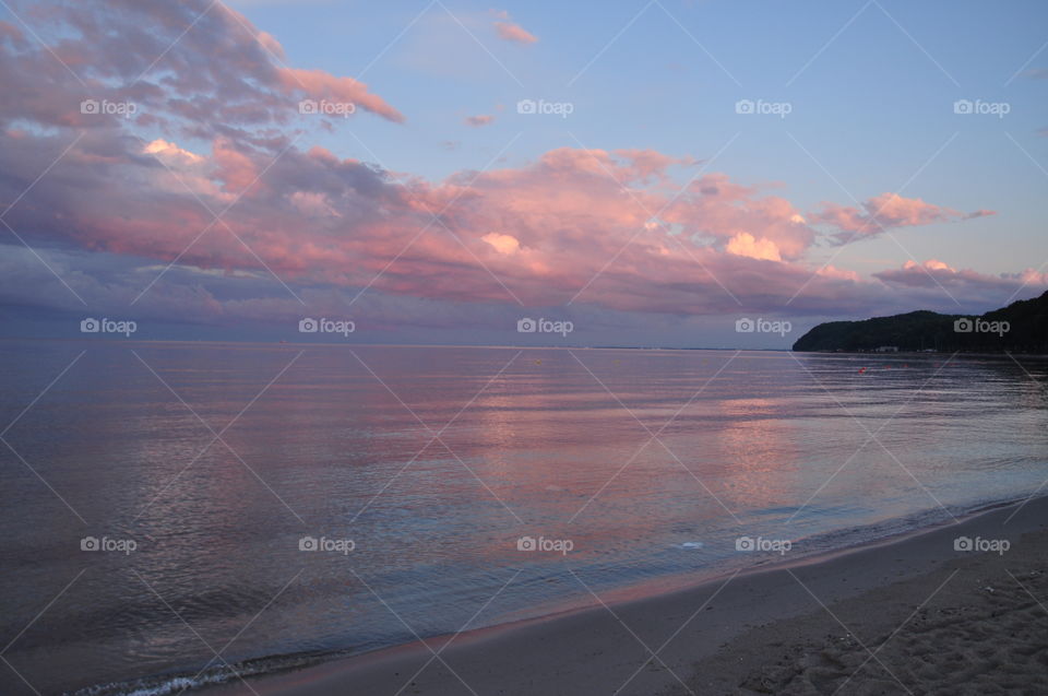 Baltic sea pink sunset