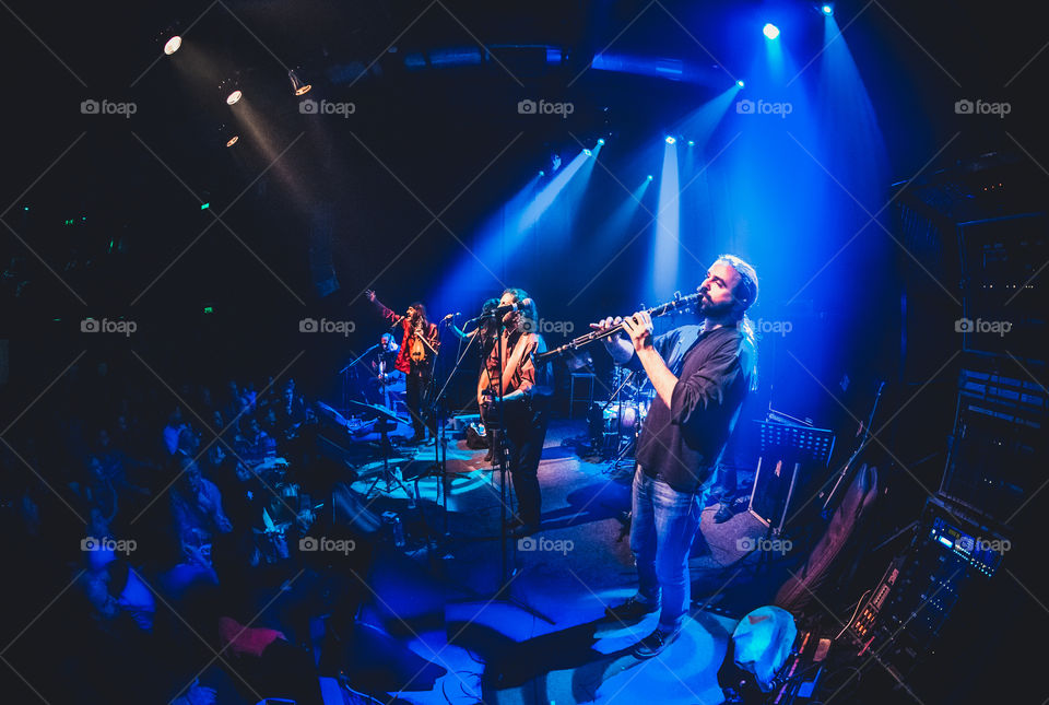 Ethnic Music Band Performing Live On Stage
