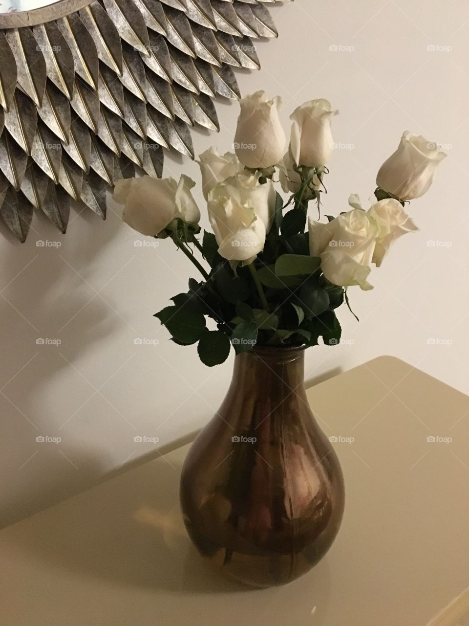 White roses in a vase