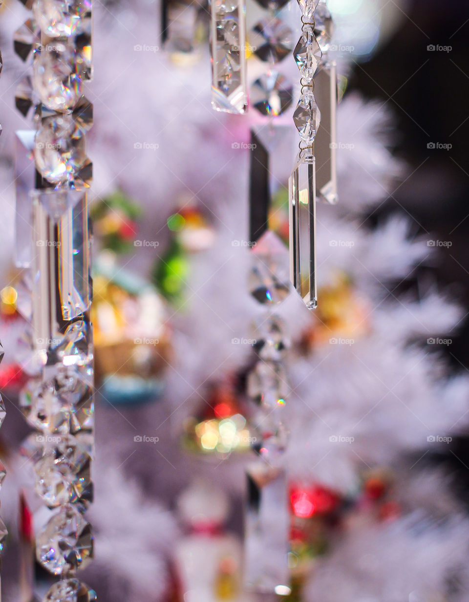 white Christmas tree chandelier