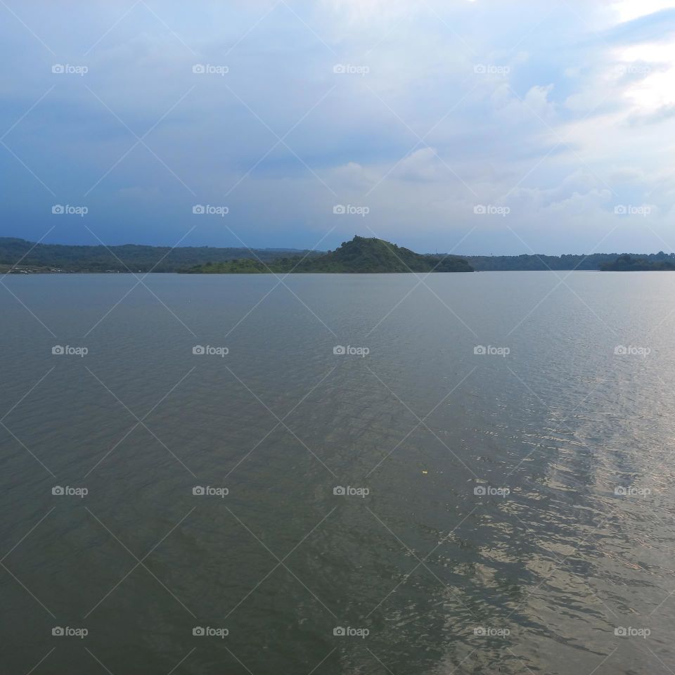 Beautiful view of the lakeside in the evening