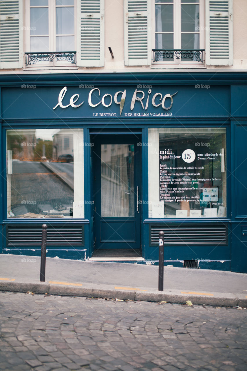 Parisian restaurant door 