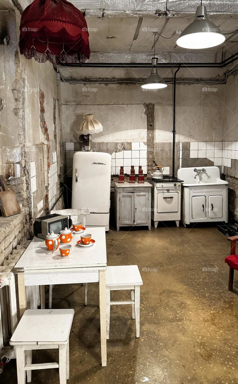 Ancient furnishings in the apartment