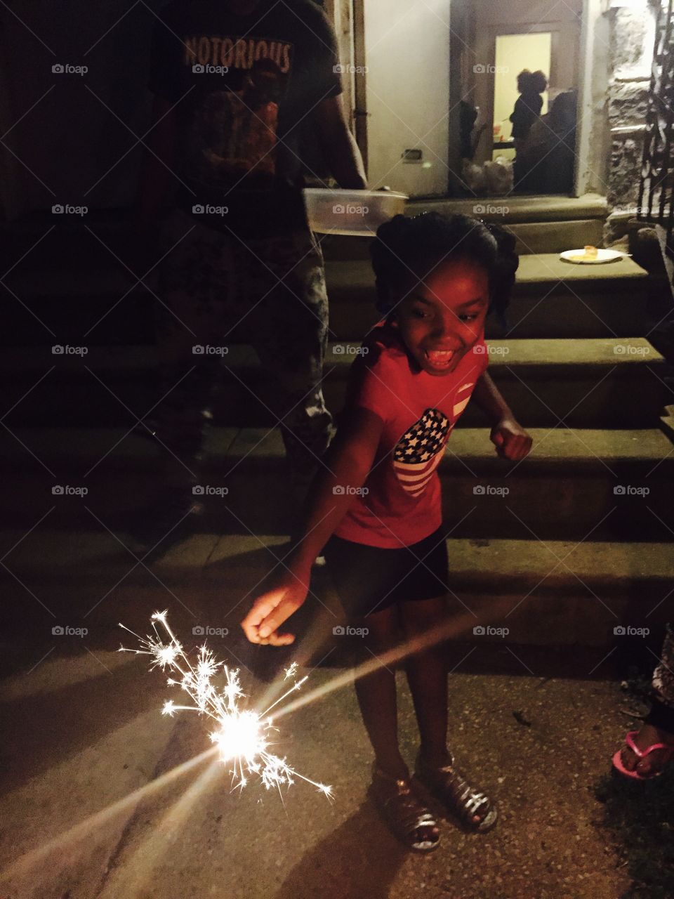 Fourth of July Child with Sparkler