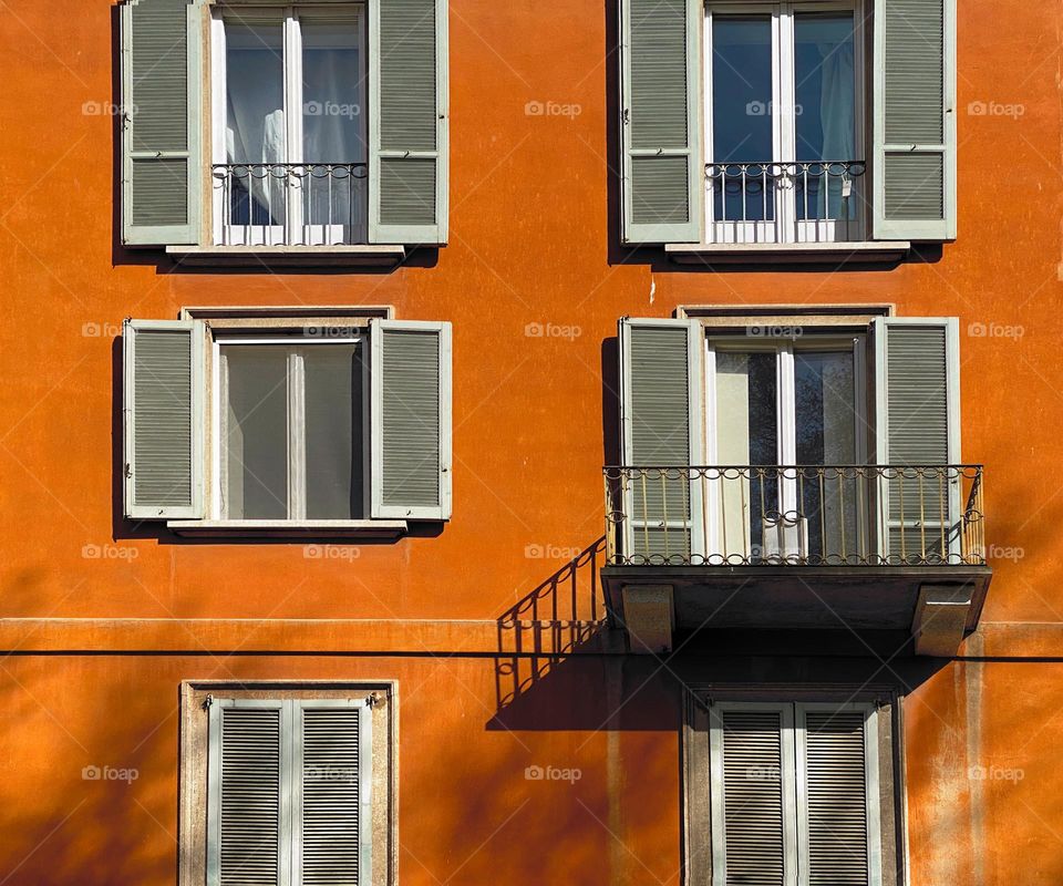 Colorful balconies in the city