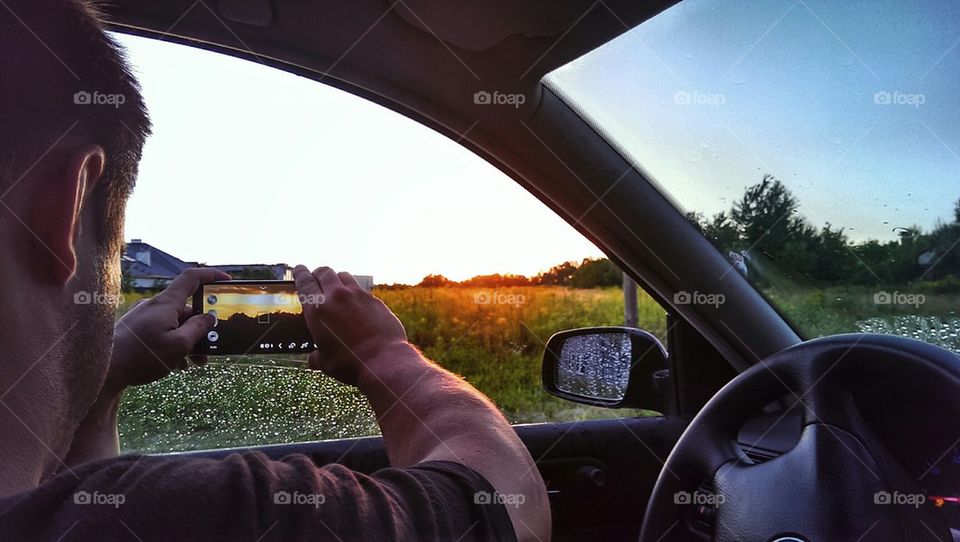 Sunset on the road