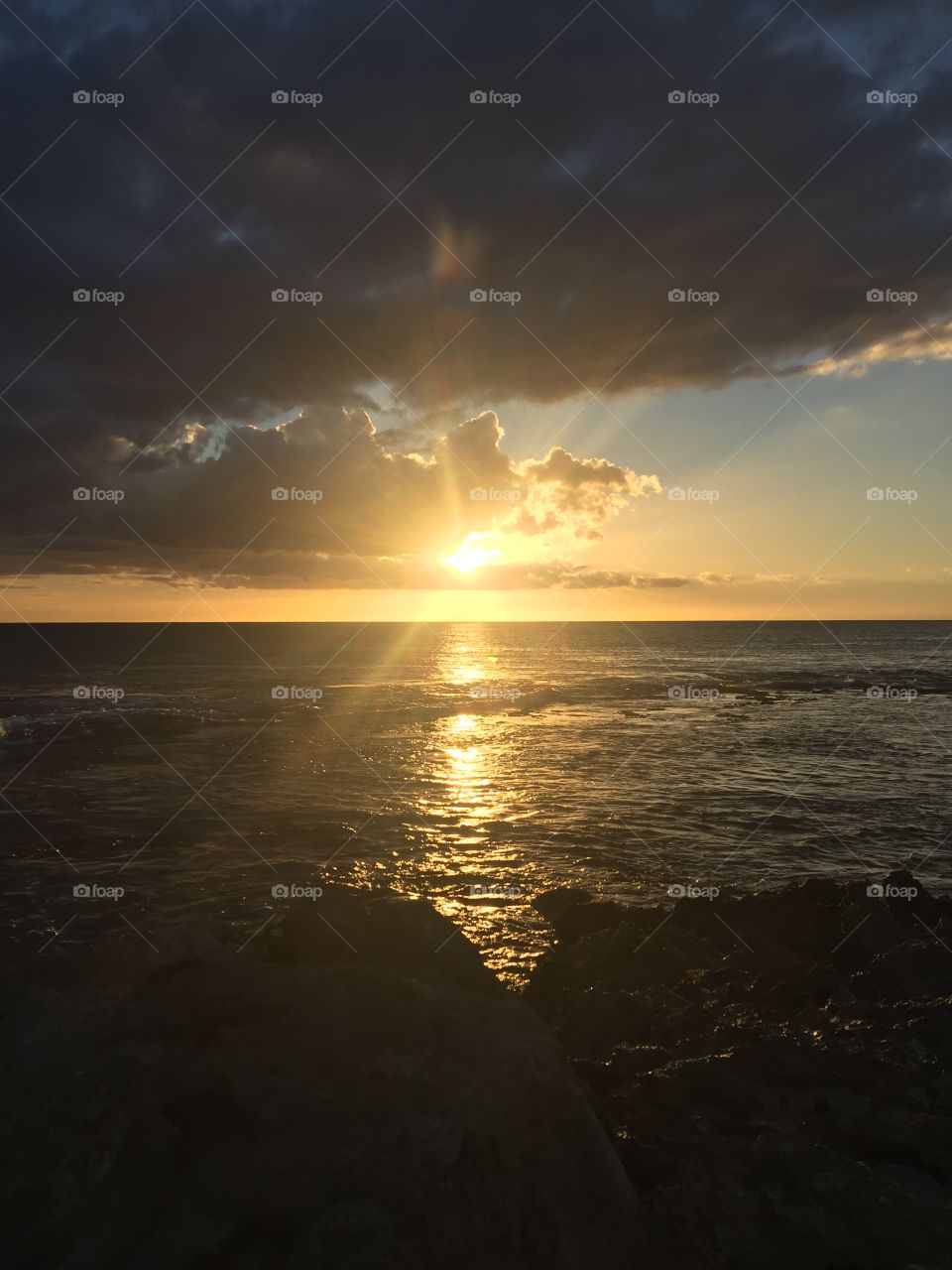 Sunset, Dawn, Sun, Water, Ocean