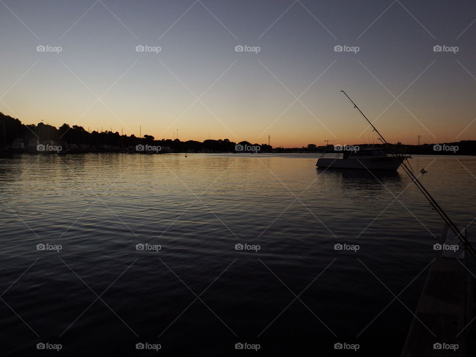 sunset, orange sky, Swan River, Perth