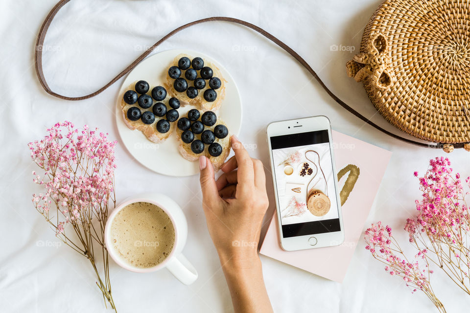 Breakfast flat lay