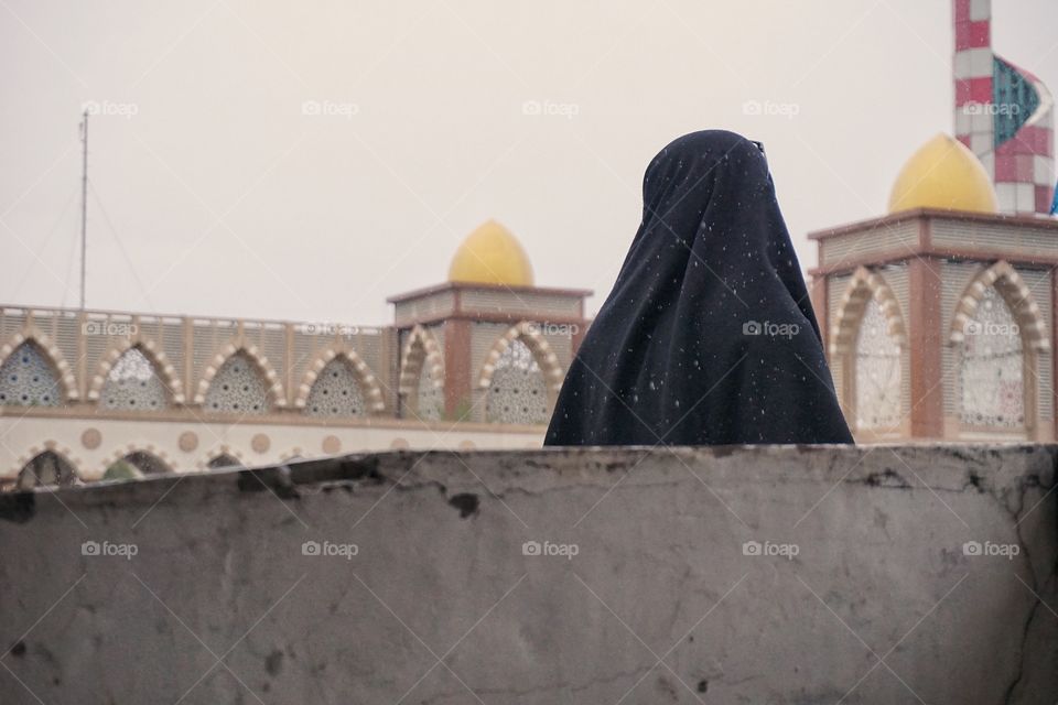 Hijab girl and mosque
