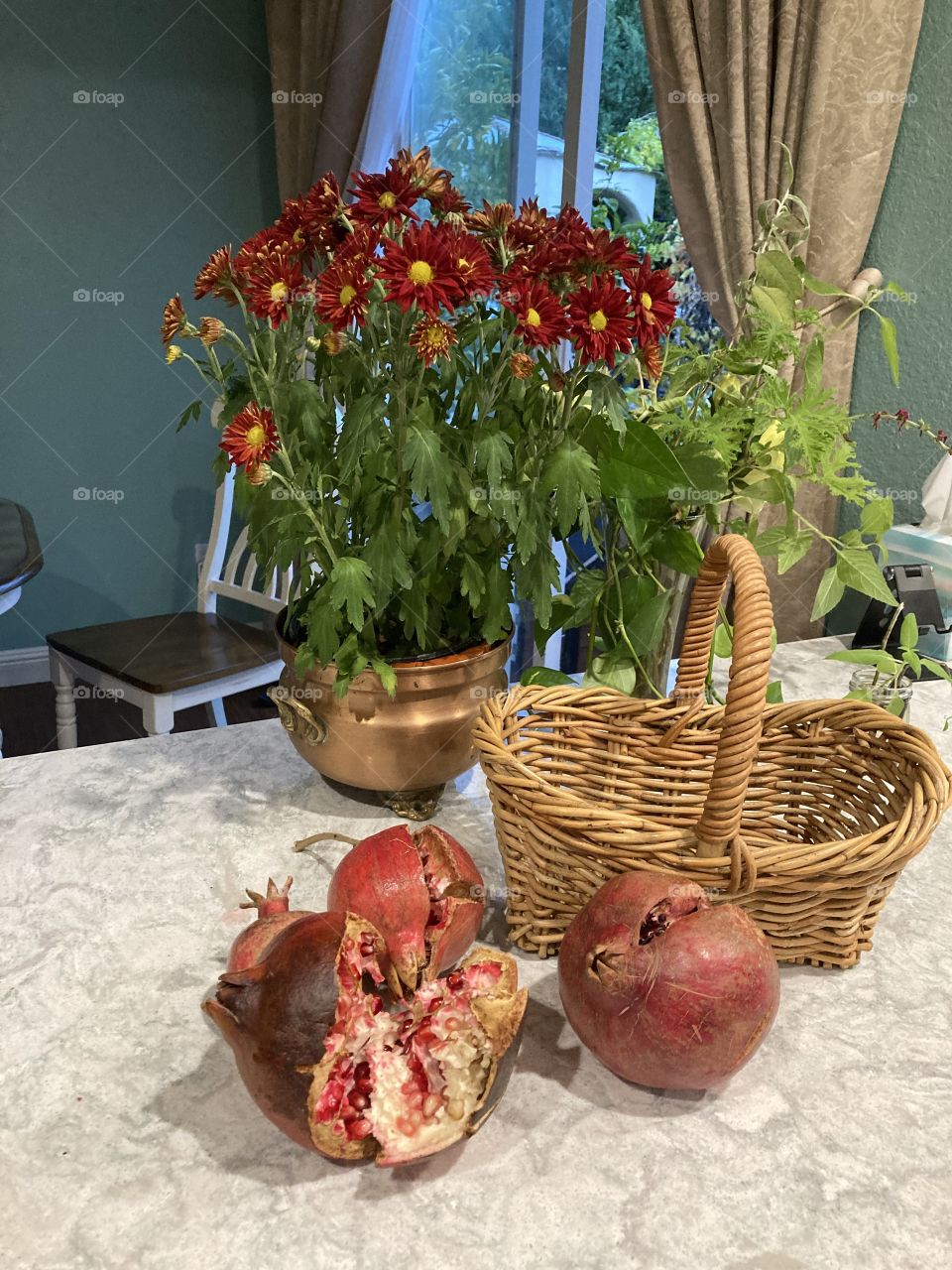 Fresh garden pomegranates 