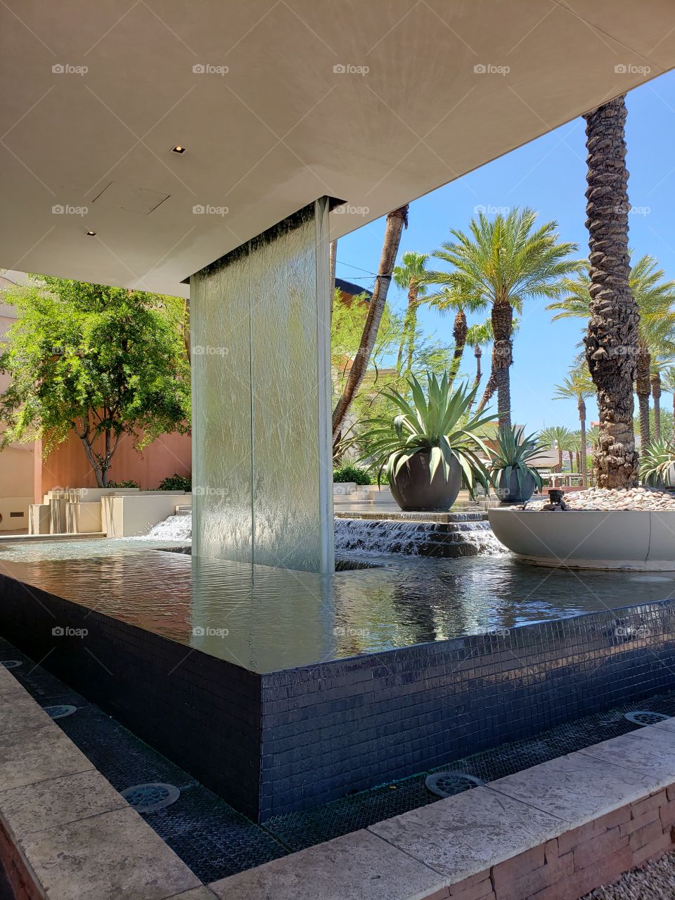 One of several Waterfalls at lush Red Rock Casino and Resort in Las Vegas, Nevada, USA