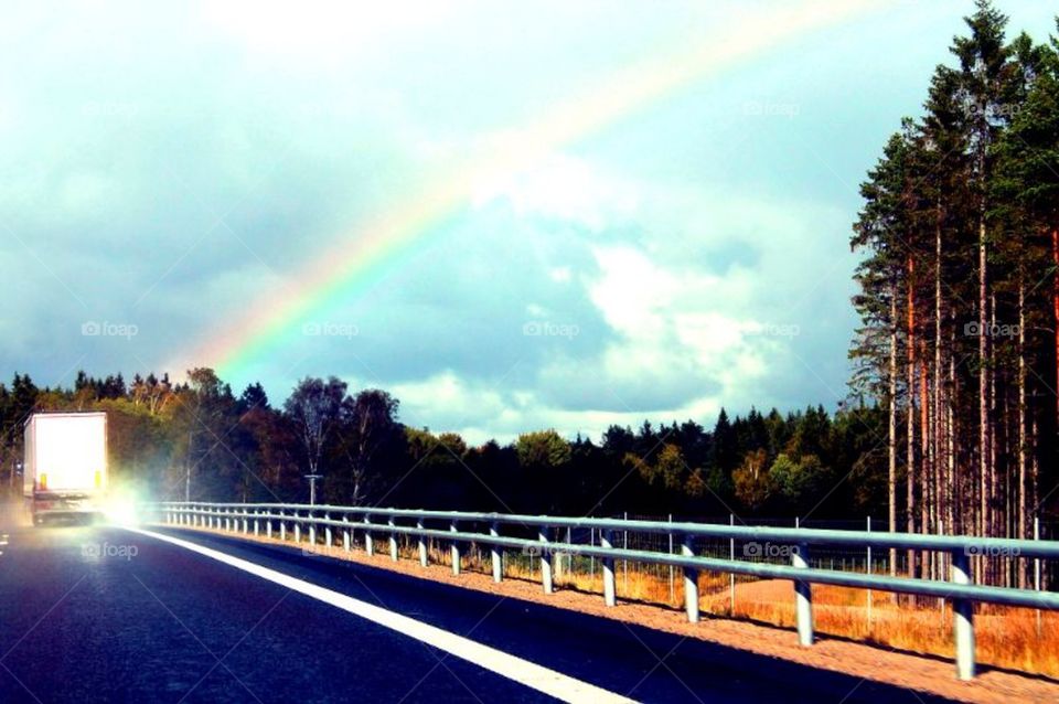 Rainbow over the road