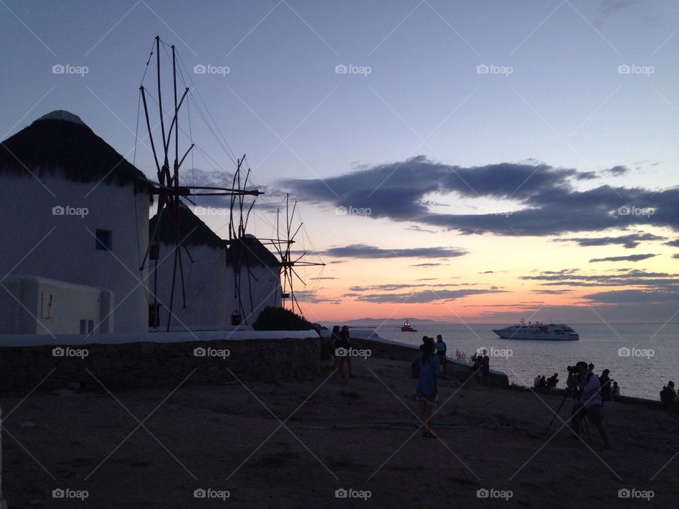 Sunset and windmills @Mykonos
