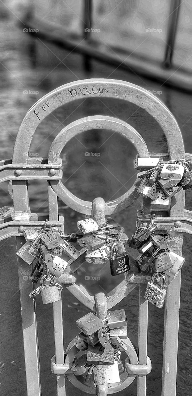 Locks in black and white - Prague