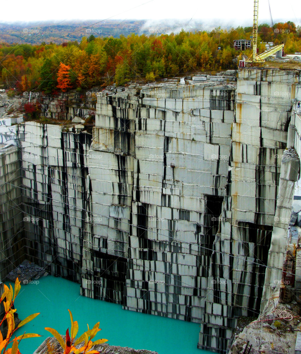 Autumn view of the Rock of Ages granite quarry in Barre, Vermont.
