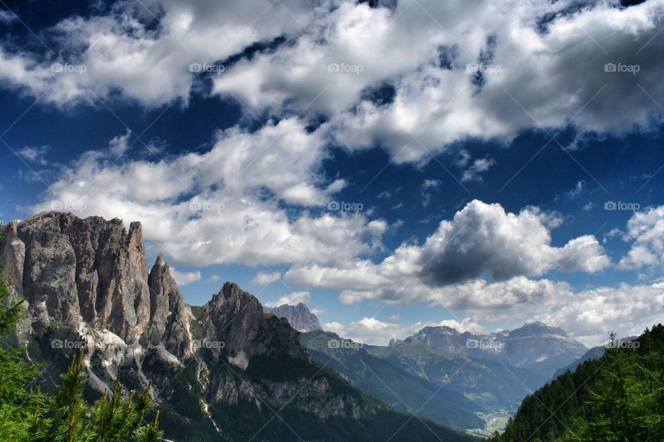 Scenic view of snowy mountains