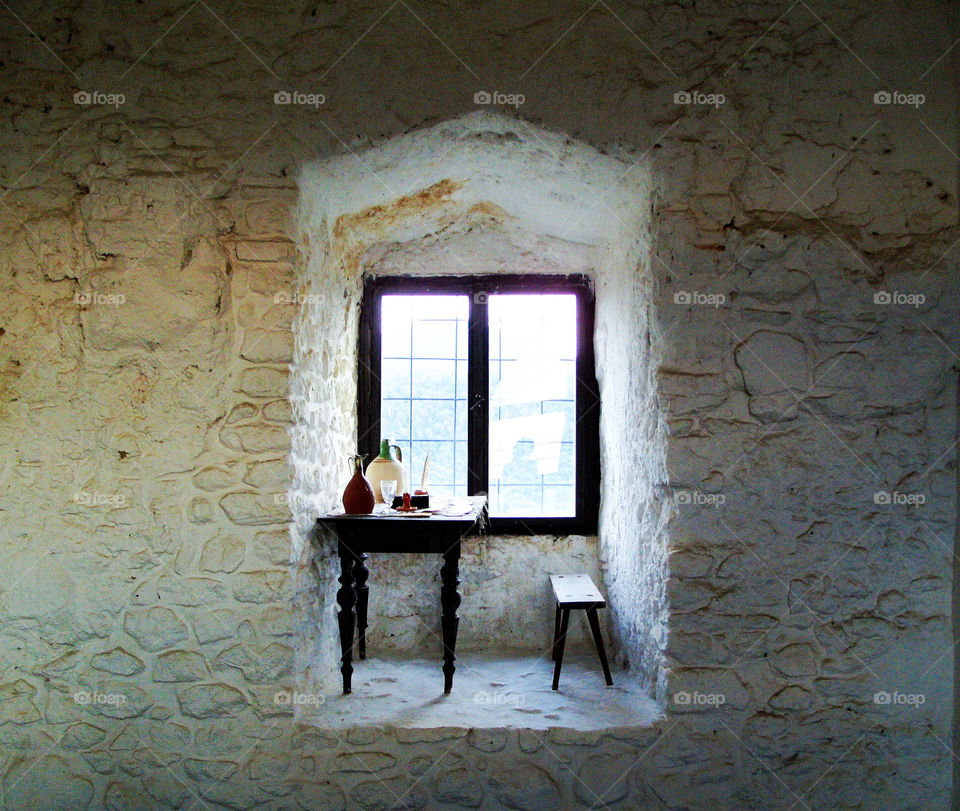 An odd window in an ancient castle