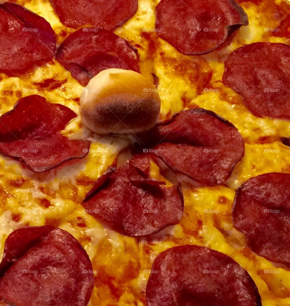 Piping hot pepperoni pizza! 

