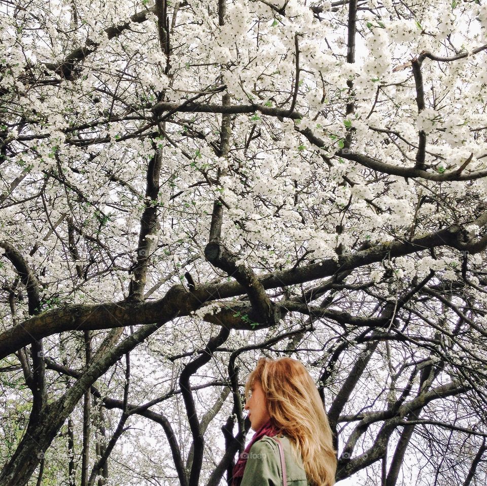 Girl with beautiful trees 