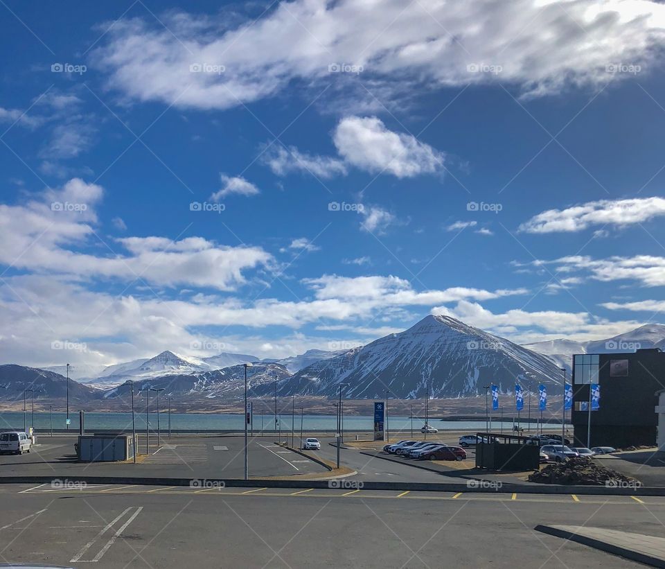 Road trip in the south of Iceland outside a rest stop.